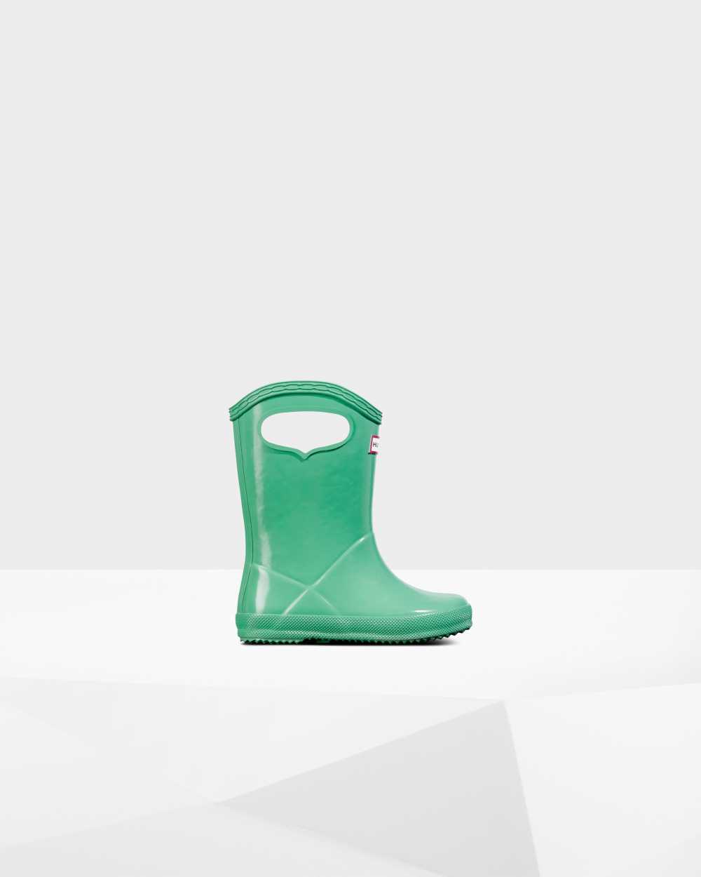 Botas De Agua Niños - Hunter Original First Classic Grab Handle Gloss Verde Menta - YKIOSJ-470 - Ver